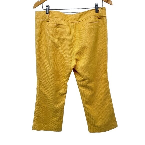 Tory Burch Sienna Harp Capri Cropped Tweed Trouser Pants Mustard Yellow 8 - Picture 4 of 9